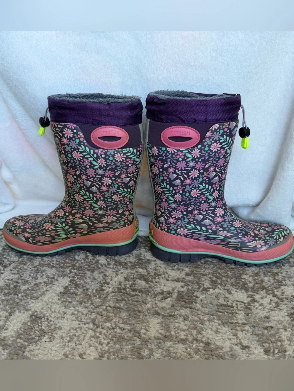 Western Chief Girls Floral Waterproof Snow Boots - Purple, Pink, Mint